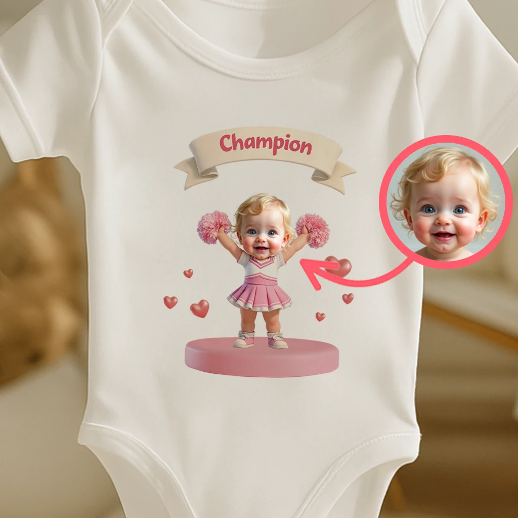 Personalized Kids Cheerleading Baby Onesie Art – Customized Little Confident Cheerleading Baby’s Bodysuit – Special Decor room & Birthday Gifts