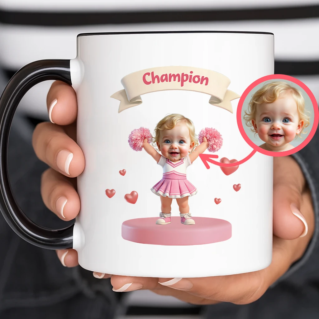 Custom Kids Cheerleading Mugs Art- Personalized Sports Gift for Kids – Unique Decor room and Birthday Gifts