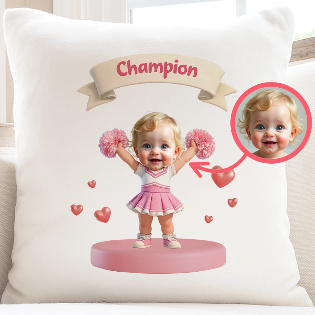 Personalized Confident Kids Cheerleading Pillow Art – Custom Pillow Birthday & Newborn Gifts