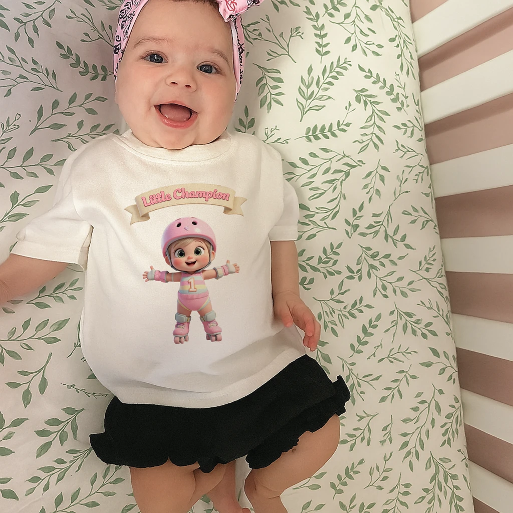 personalized kids roller skating tshirt art