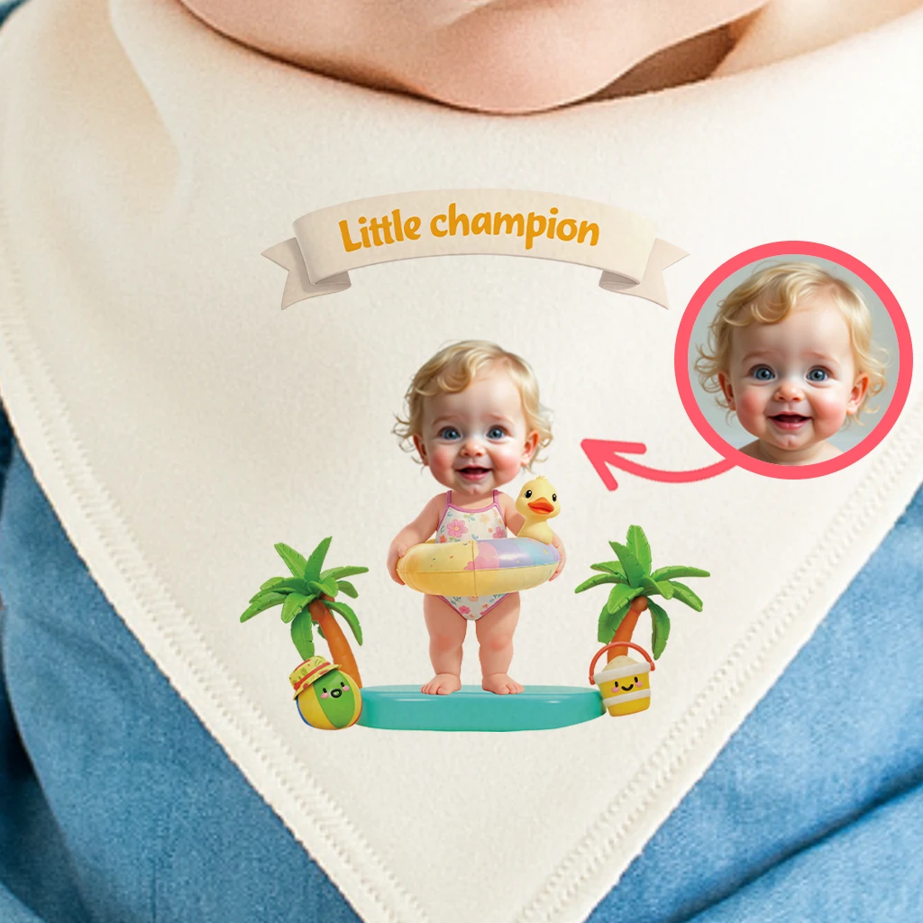 Personalized Kids Swimming Baby Bib Art – Customized Little Confident Swimming Bib – Special Decor room & Birthday Gifts