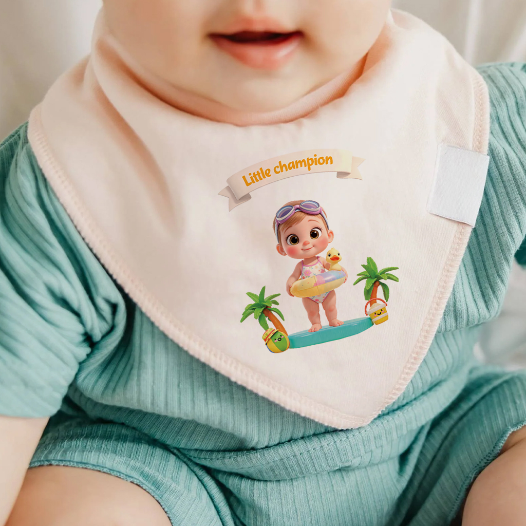 personalized kids swimming baby bib art