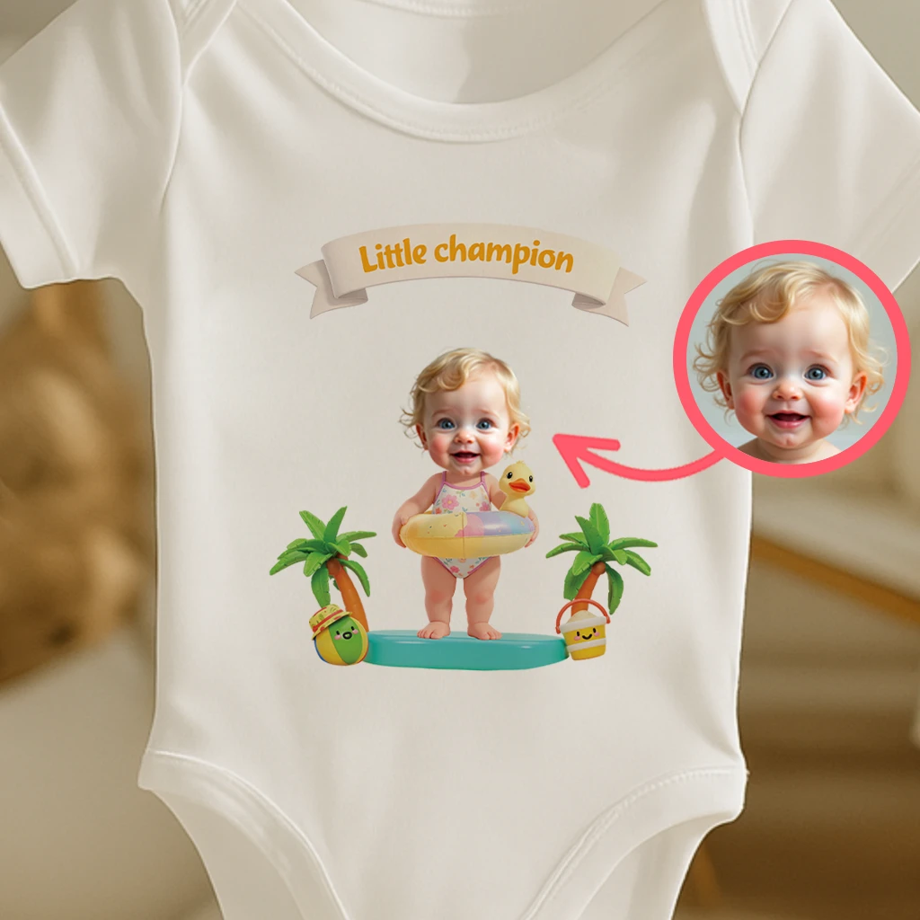 Personalized Kids Swimming Baby Onesie Art – Customized Little Confident Swimming Baby’s Bodysuit – Special Decor room & Birthday Gifts