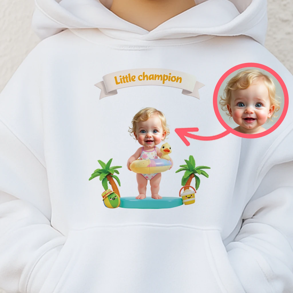 Personalized Confident Swimming Kids Hoodie – Custom Name & Design Birthday Gift