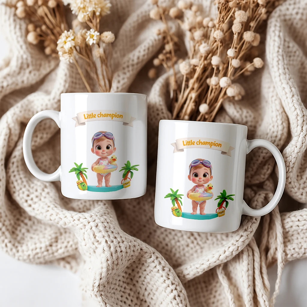 personalized kids swimming mug art