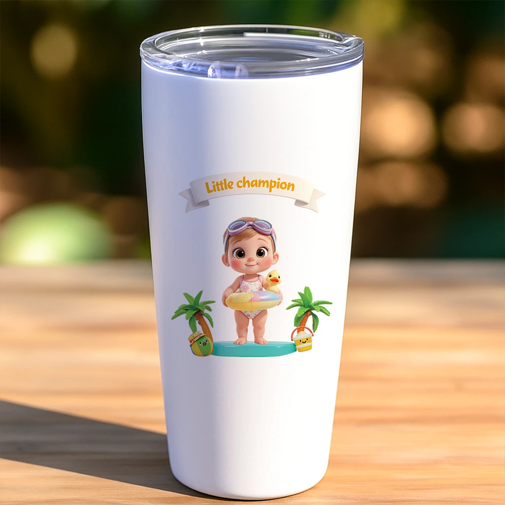 personalized kids swimming tumbler art