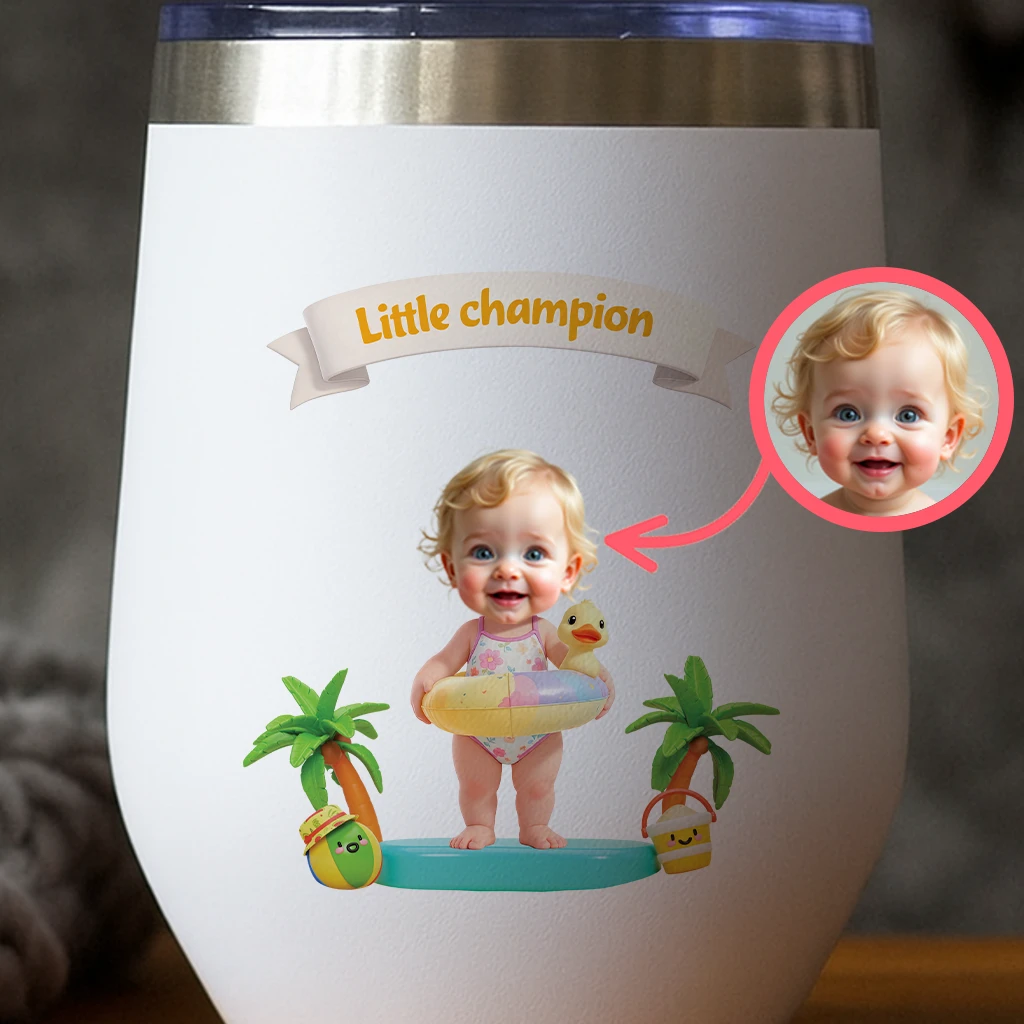 Personalized Kids Swimming Tumbler Art – Customized Sports Gift for Kids – Unique Decor room and Birthday Gifts