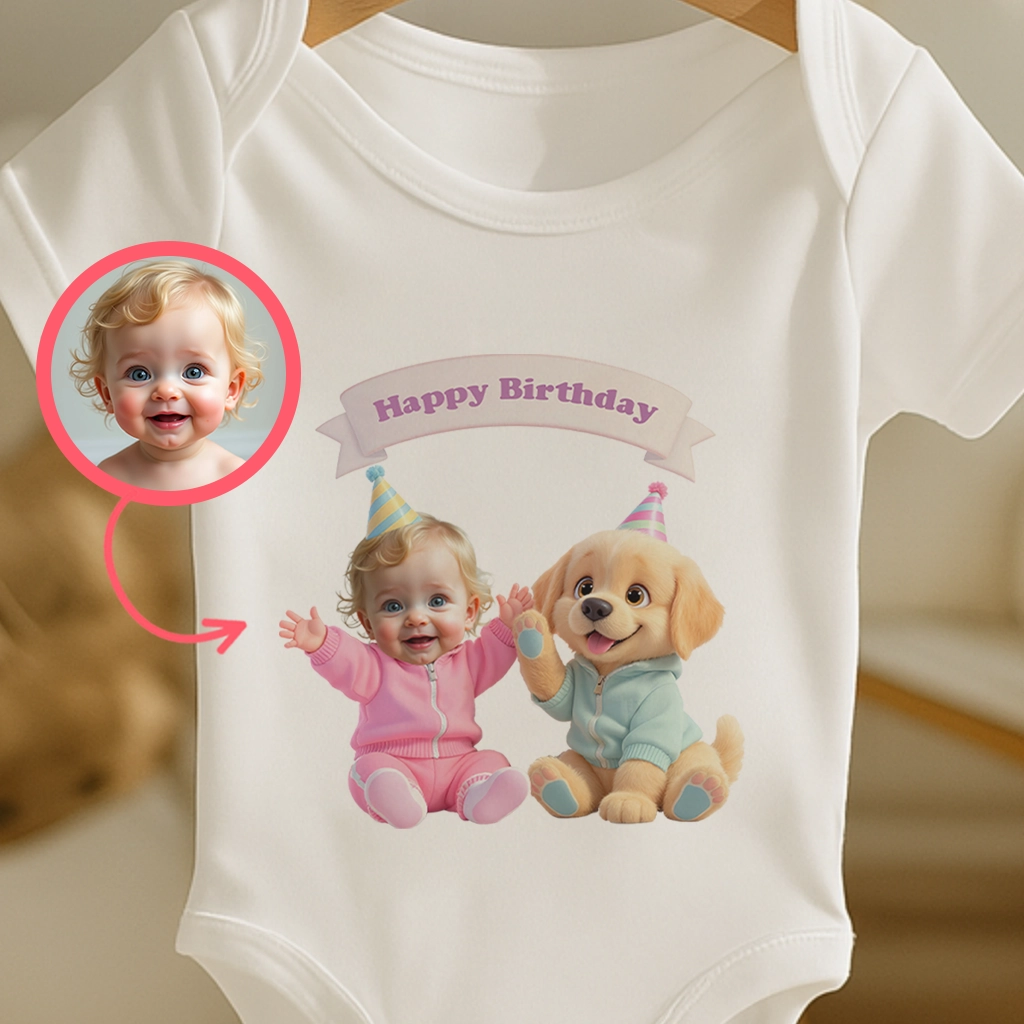 Personalized Labrador Retriever Baby Onesie Art – Special Personalized Pet Baby’s Bodysuit Painting for Kids – Custom Gift for Birthday