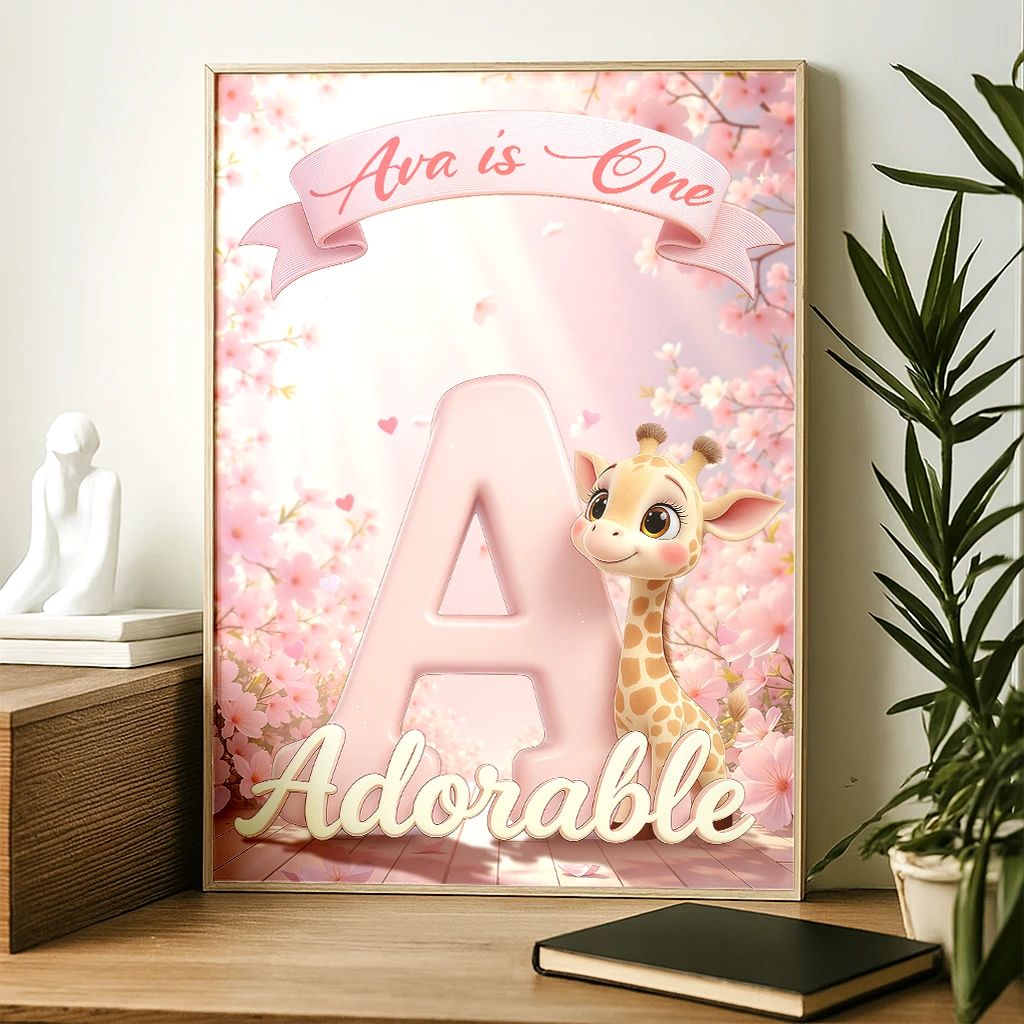 Personalized letter A canvas for baby girls – Letter A for Adorable Dreams