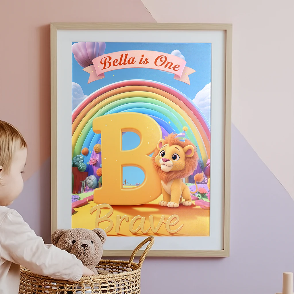 Personalized Letter B Canvas for Kids | A Brave Gift for Ben & Bella | Custom Alphabet Wall Art