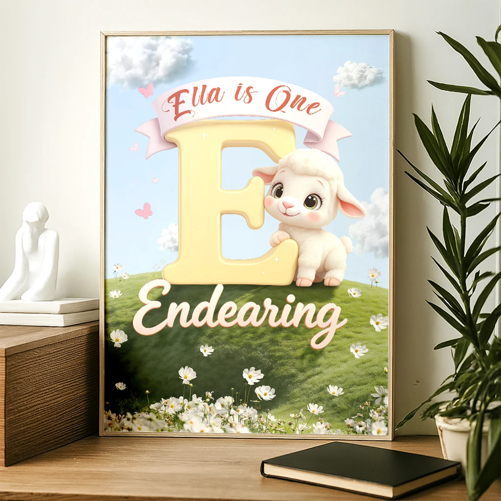 Personalized Letter E Canvas Portrait | Endearing Gift for Kids | Custom Alphabet Nursery Decor