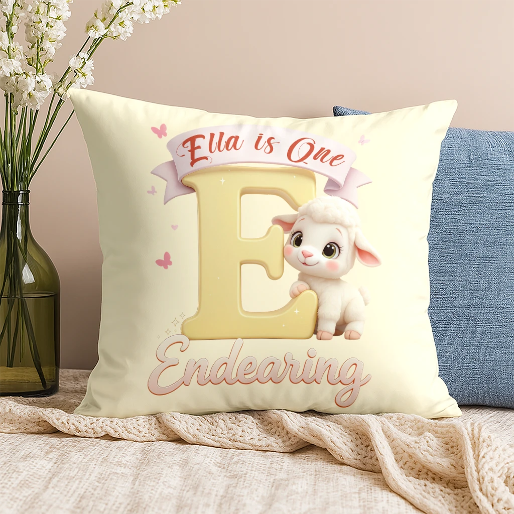 Personalized Letter E Pillow for Kids | An Excellent Present for an Endearing Child | Elegant Alphabet Cushion