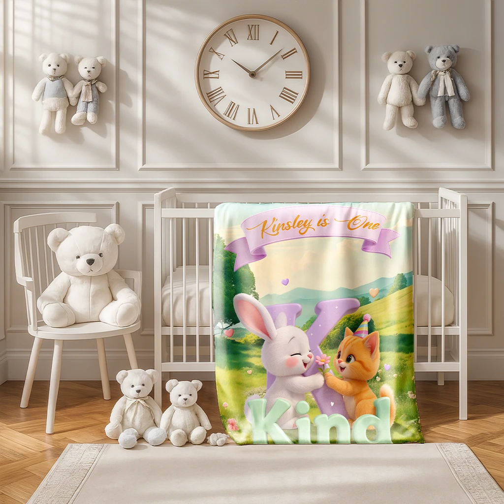 Personalized Letter K Blanket for Kids | A Kind Gift for Kai & Kimberly | Cozy Nursery Throw Blanket