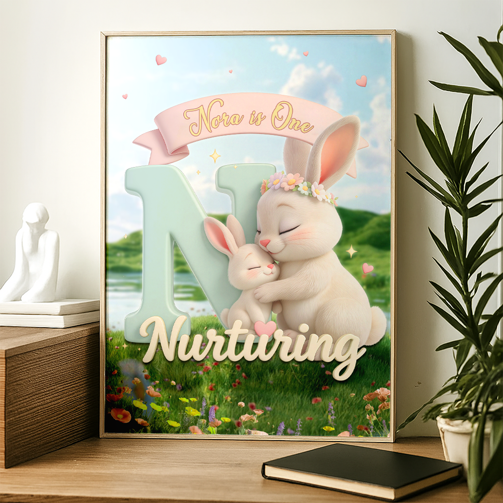 Personalized Letter N Canvas for Kids | A Nurturing Gift for a Newborn’s Nursery | Nature-Themed Initial Wall Art