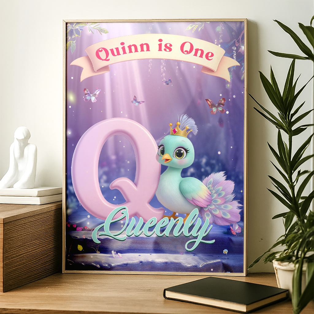 Personalized Letter Q Canvas for Kids | A Royal Gift for Your Little Queen or King | Fairy Tale Themed Nursery Art