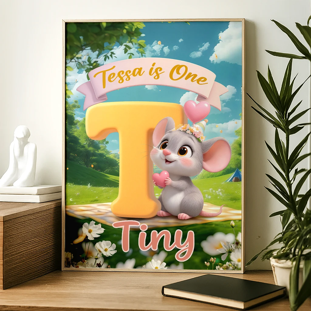 Personalized Letter T Canvas for Kids| T is for Tiny, a Thoughtful Gift of Love