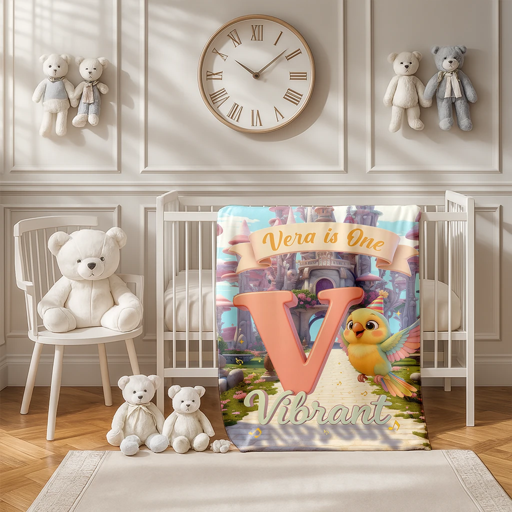 Personalized Letter V Blanket for Kids | The Perfect Present for a Vivacious Little One | Unique Keepsake Blanket