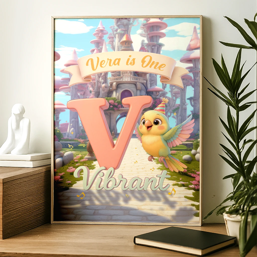 Personalized Letter V Canvas for Kids | A Valiant Gift for a Little Victor | Bold & Inspiring Wall Art