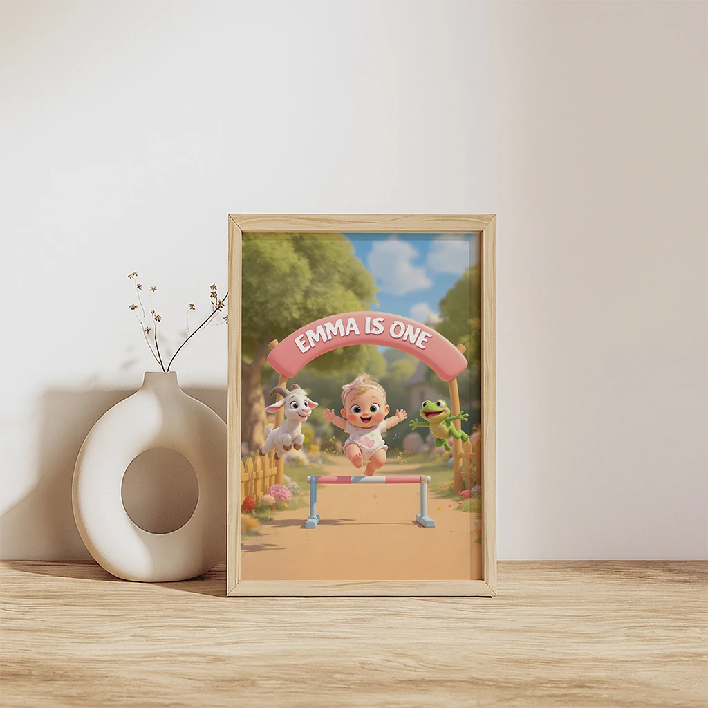 personalized little champion obstacle race canvas art