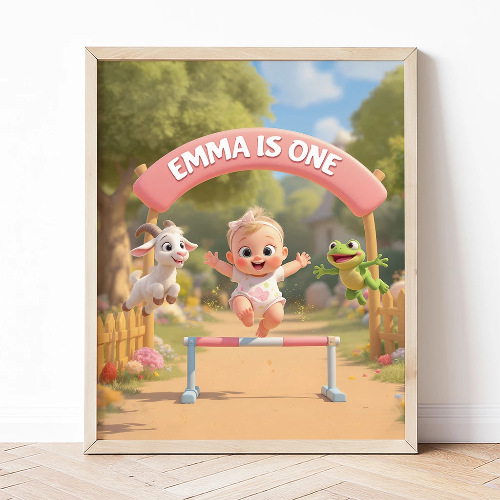 personalized little champion obstacle race canvas art