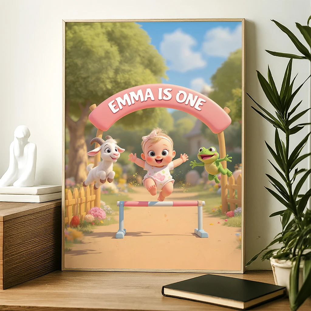 personalized little champion obstacle race canvas art