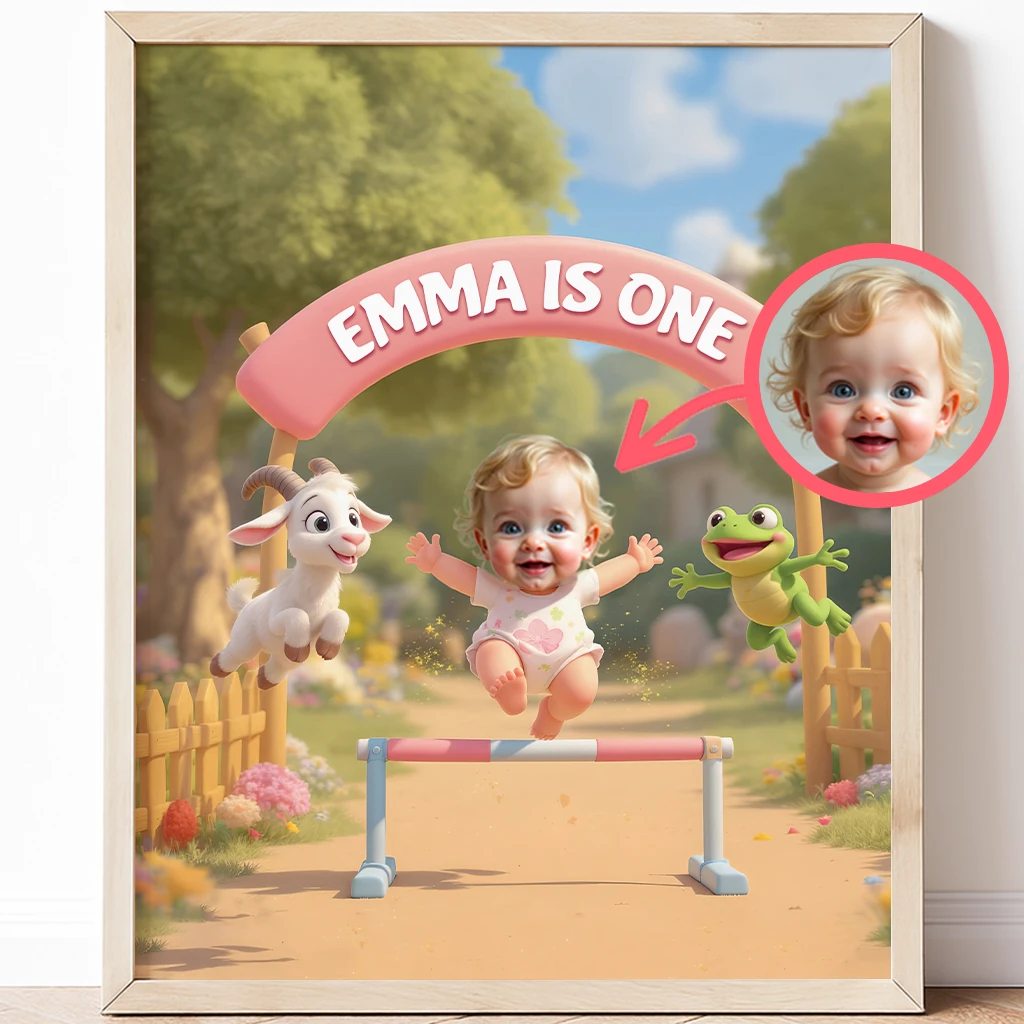 Personalized Little Champion Obstacle Race Canvas Art – Custom for Baby Birthday Gifts