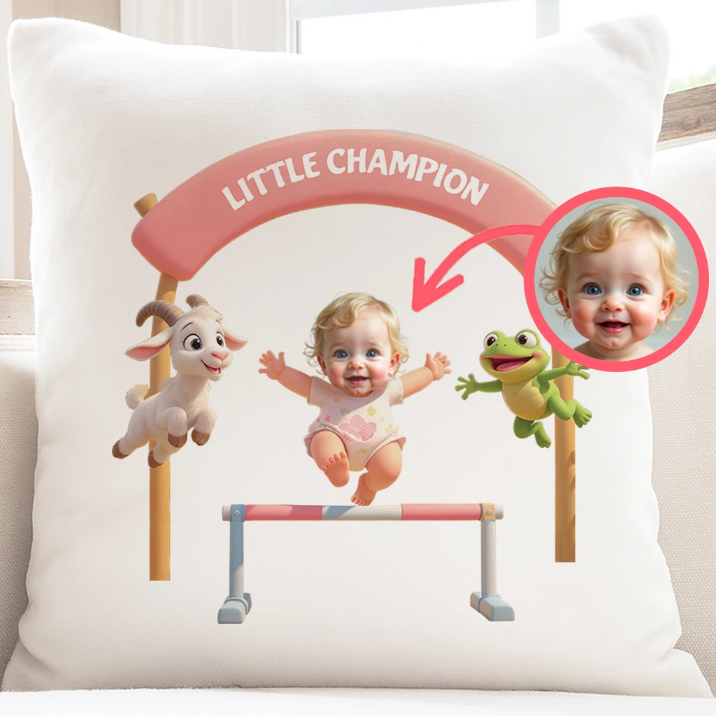Personalized Little Champion Obstacle Race Pillow Art – Custom Pillow Birthday & Newborn Gifts