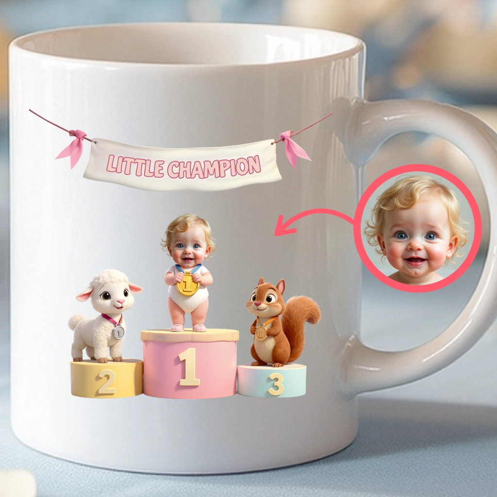 Personalized Little Champion Mug Art – Customized Sports Gift for Kids – Unique Decor room and Birthday Gifts
