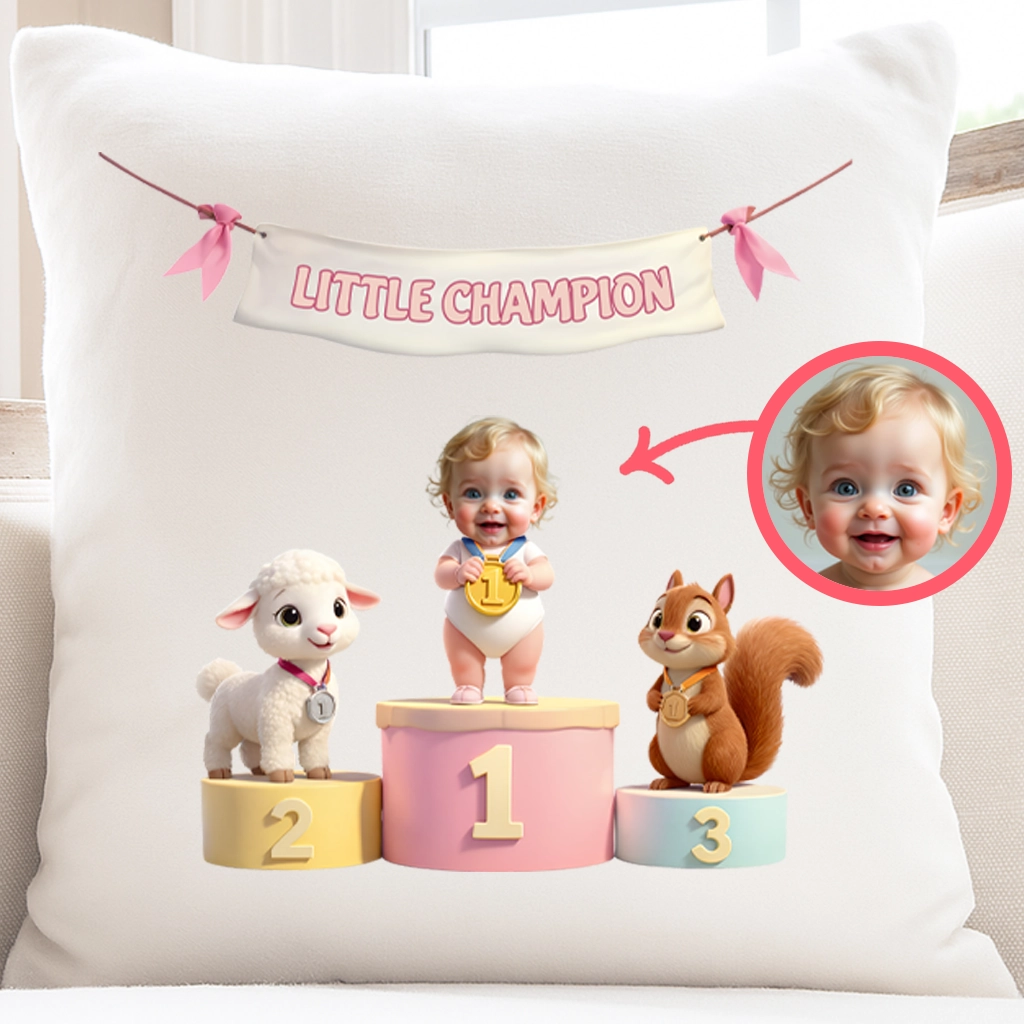 Personalized Little Champion Sports Pillow Art – Custom Pillow Birthday & Newborn Gifts