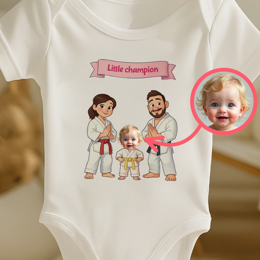 Personalized Martial Arts Family Baby Onesie Art – Special Decor room & Birthday Gifts for Kids