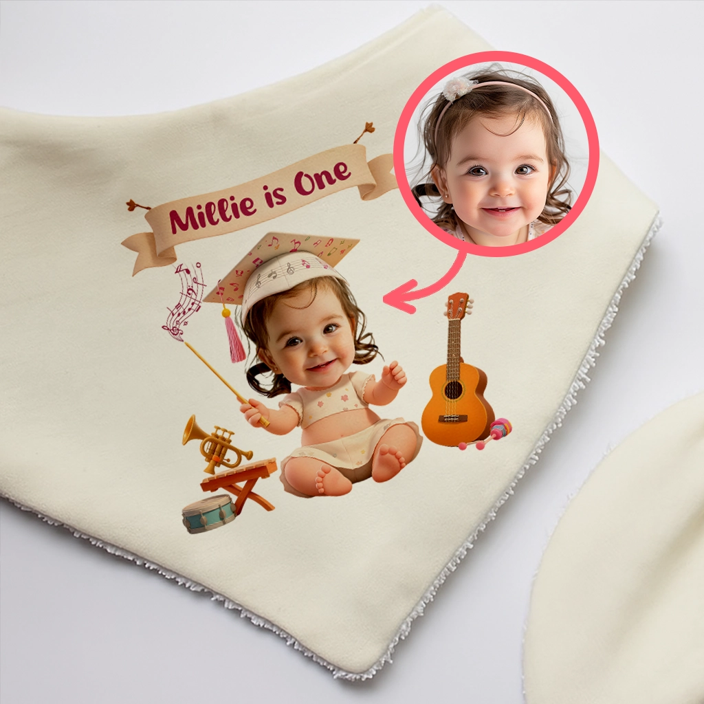 Personalized Musician Baby Bib for Kids – Little Melody Maker Musical Dreams Customized Special Decor Room & Birthday Gifts