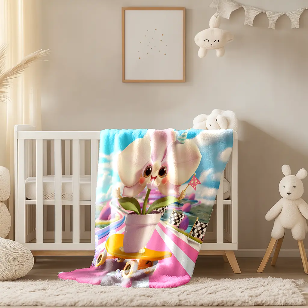 personalized orchid blanket for baby