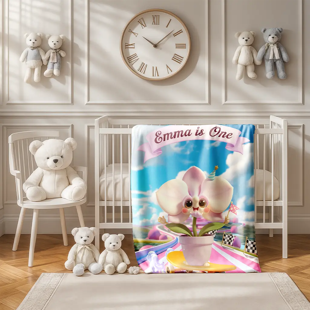 personalized orchid blanket for baby