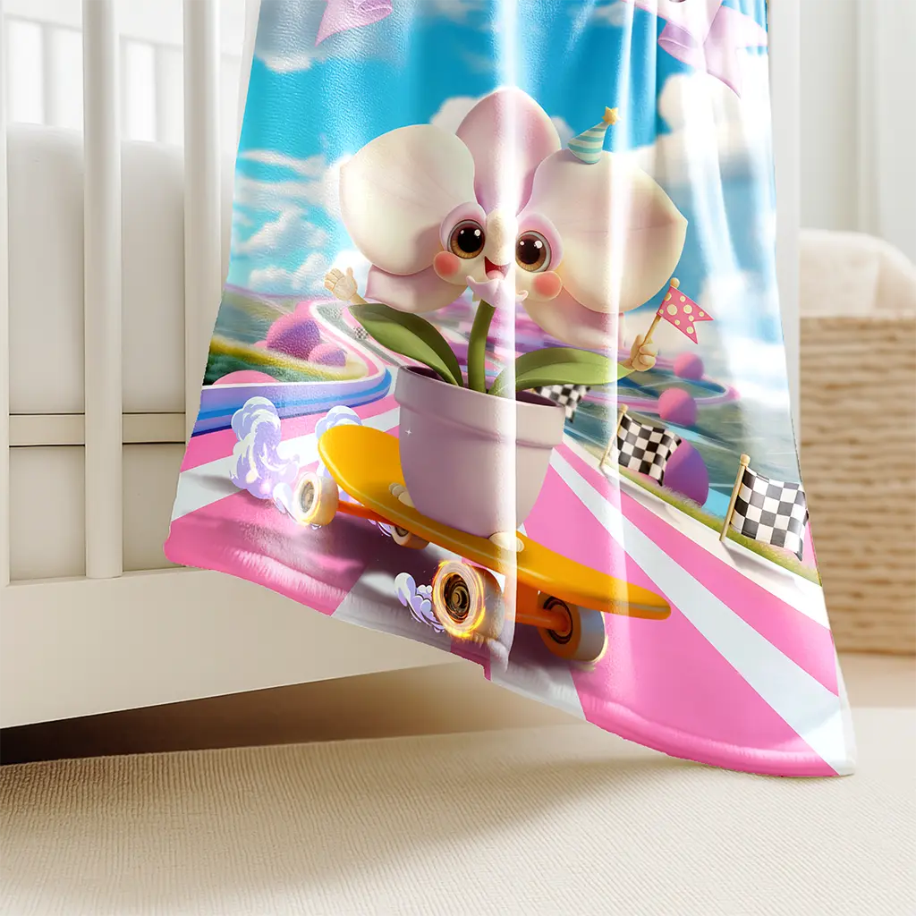 personalized orchid blanket for baby