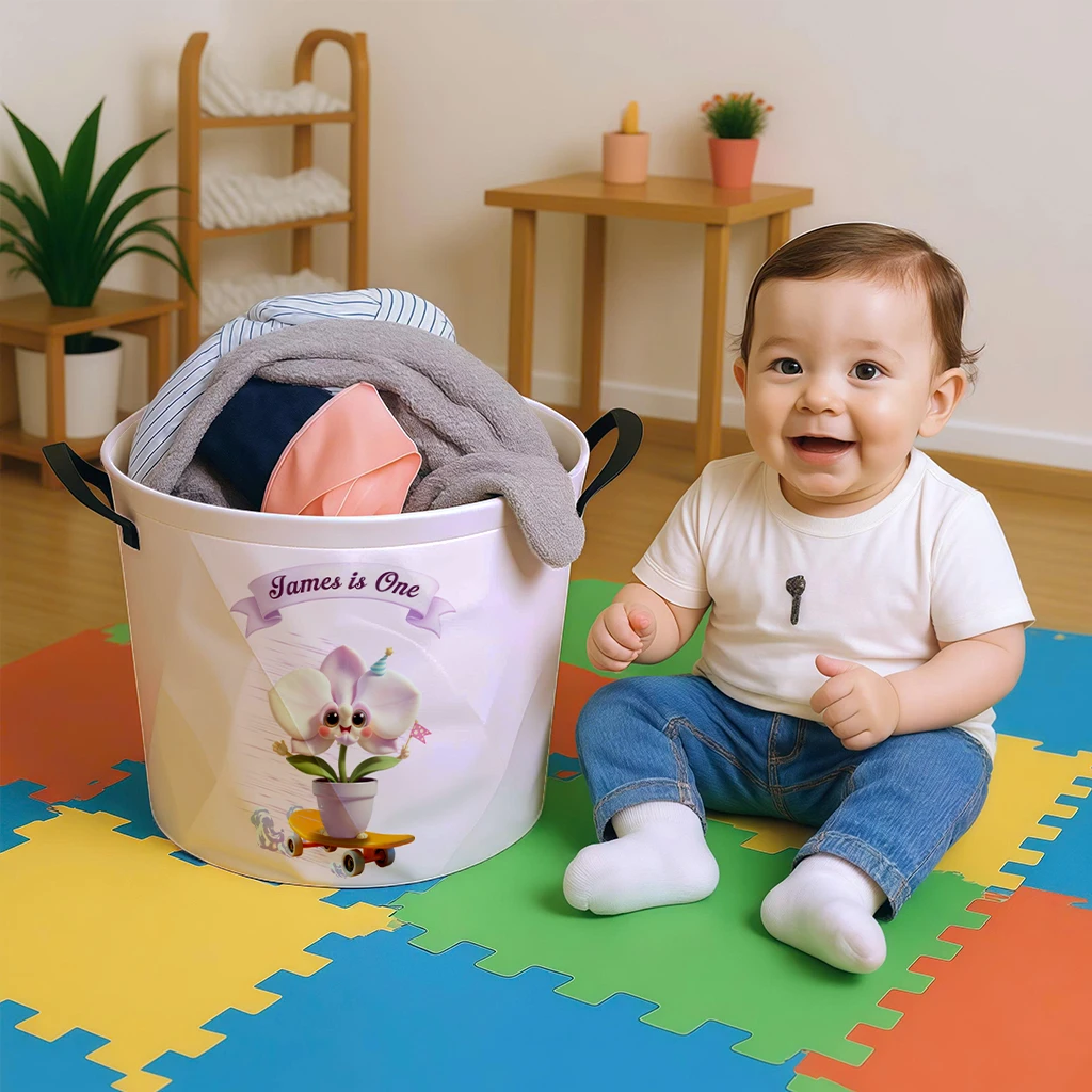 Personalized Orchid Laundry Basket for Kids | An Elegant Gift for a Precious Child | Custom Room Decor & Storage