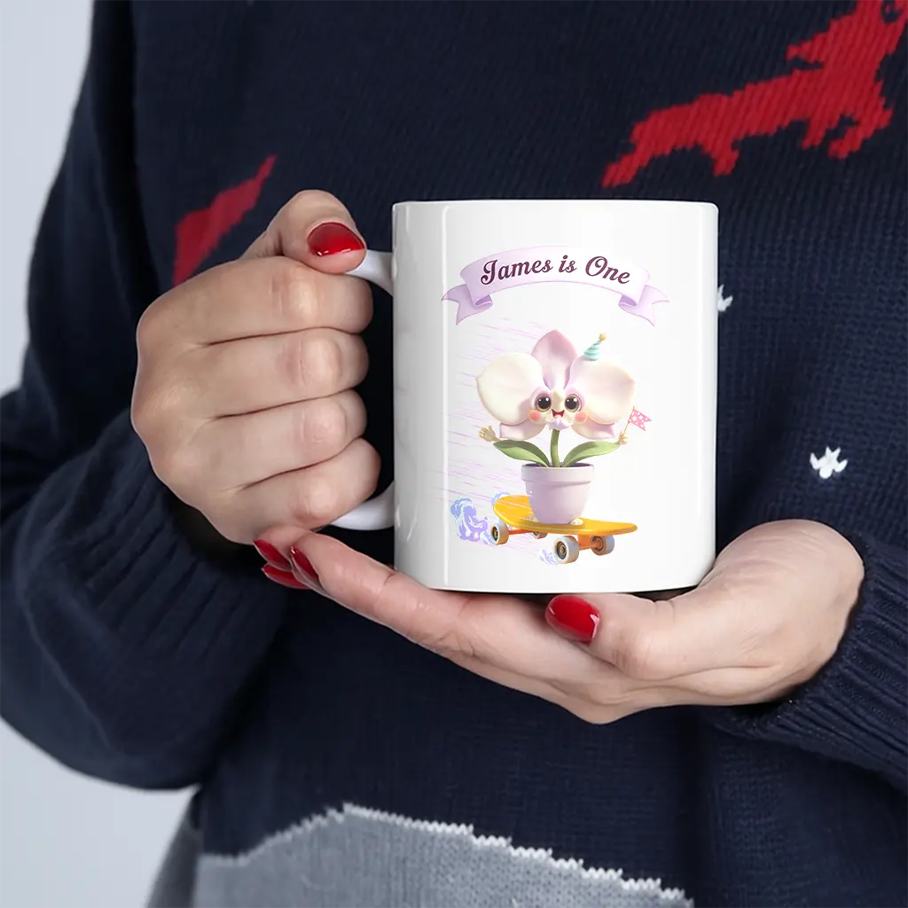 Personalized Orchid Mug for Kids | An Elegant Gift for Little Flower Enthusiasts | Exotic Floral Kids’ Drinkware