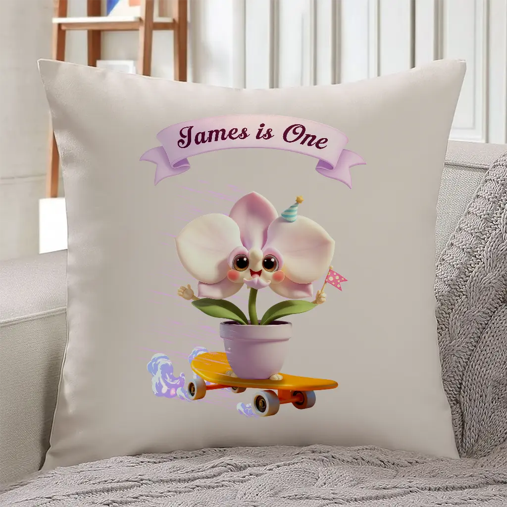 Personalized Orchid Pillow for Kids | Exotic Gift for Flower Lovers | Custom Kids’ Decor
