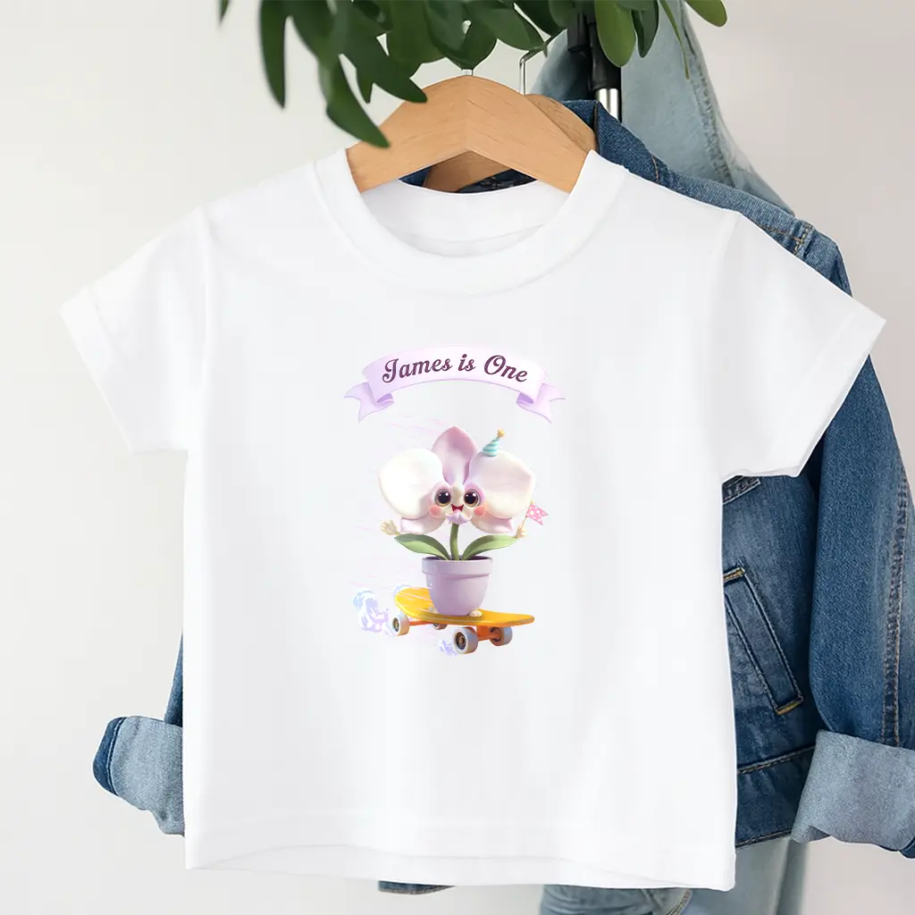 Personalized Orchid T-shirt for Kids | An Elegant Birthday Gift for Children | Exotic Floral Present