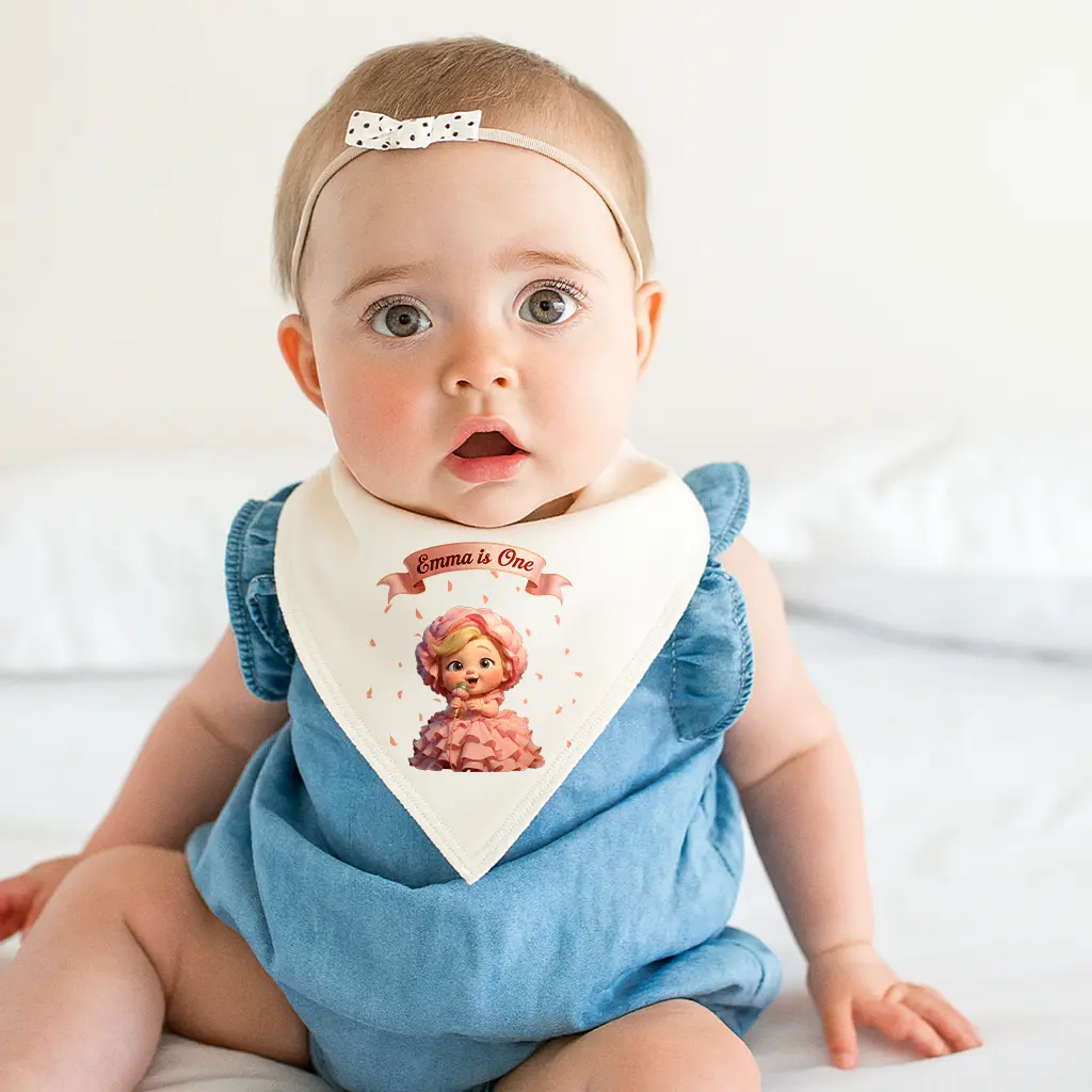 Personalized Peony Baby Bib for Kids