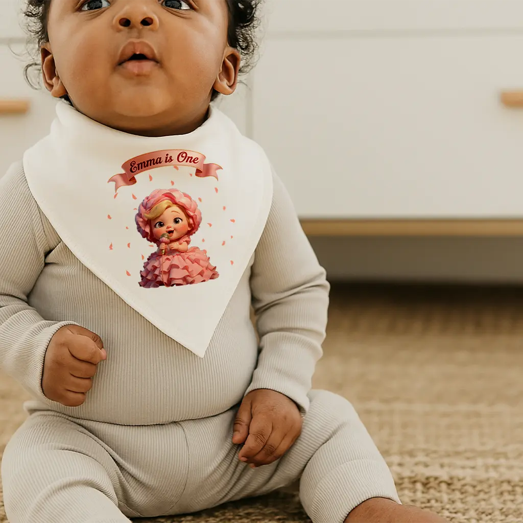Personalized Peony Baby Bib for Kids