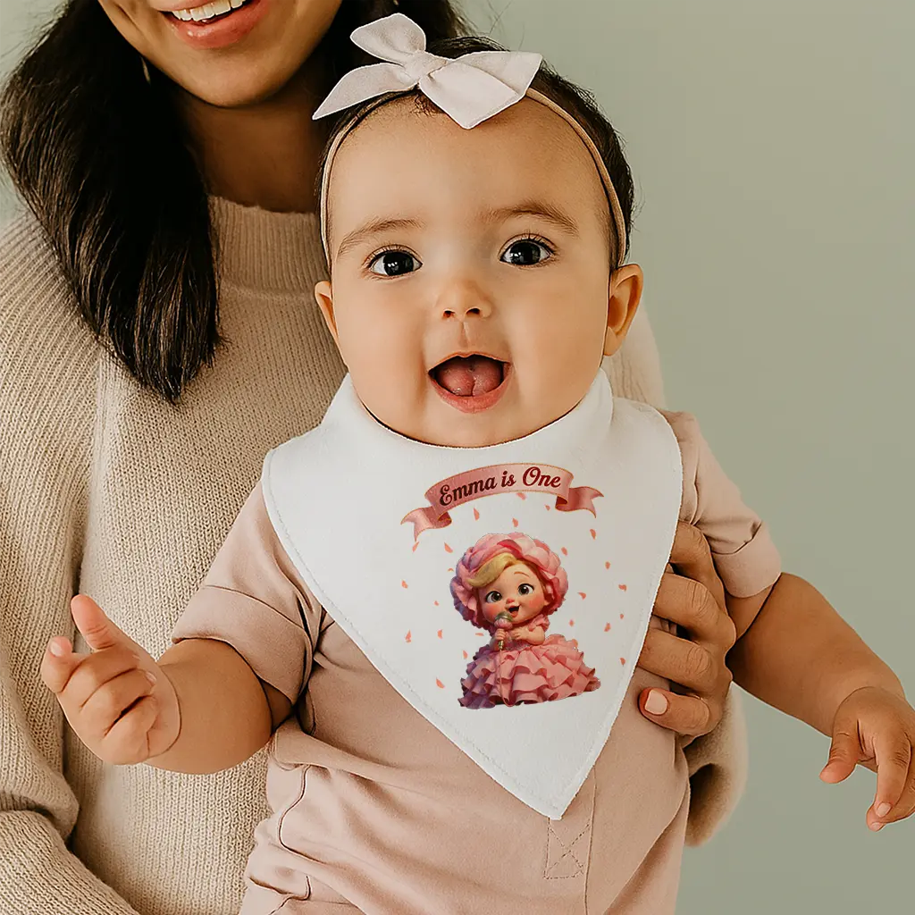 Personalized Peony Baby Bib for Kids – Little Royal Bloom Luxurious Garden Dreams Customized Special Decor Room & Birthday Gifts