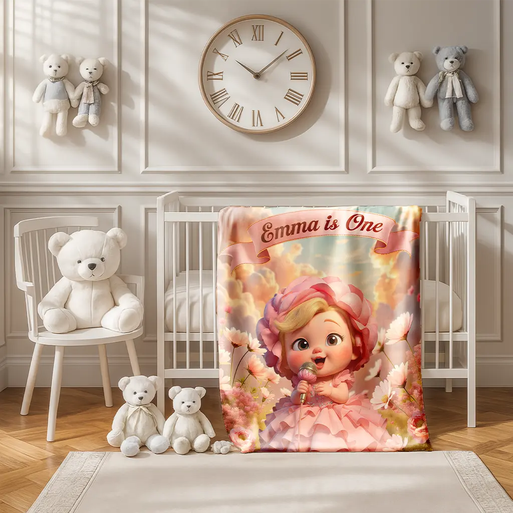 Personalized Peony Blanket for Baby | Gift for a Graceful Soul | Luxurious-Themed Nursery Comfort