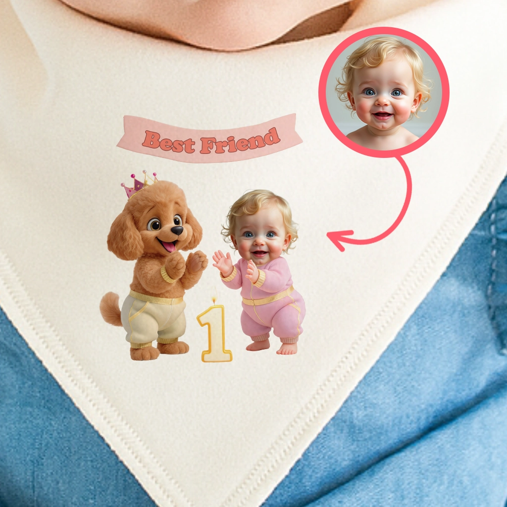 Personalized Poodle Baby Bib Art – Special Personalized Pet Baby Bib Painting for Kids – Custom Gift for Birthday