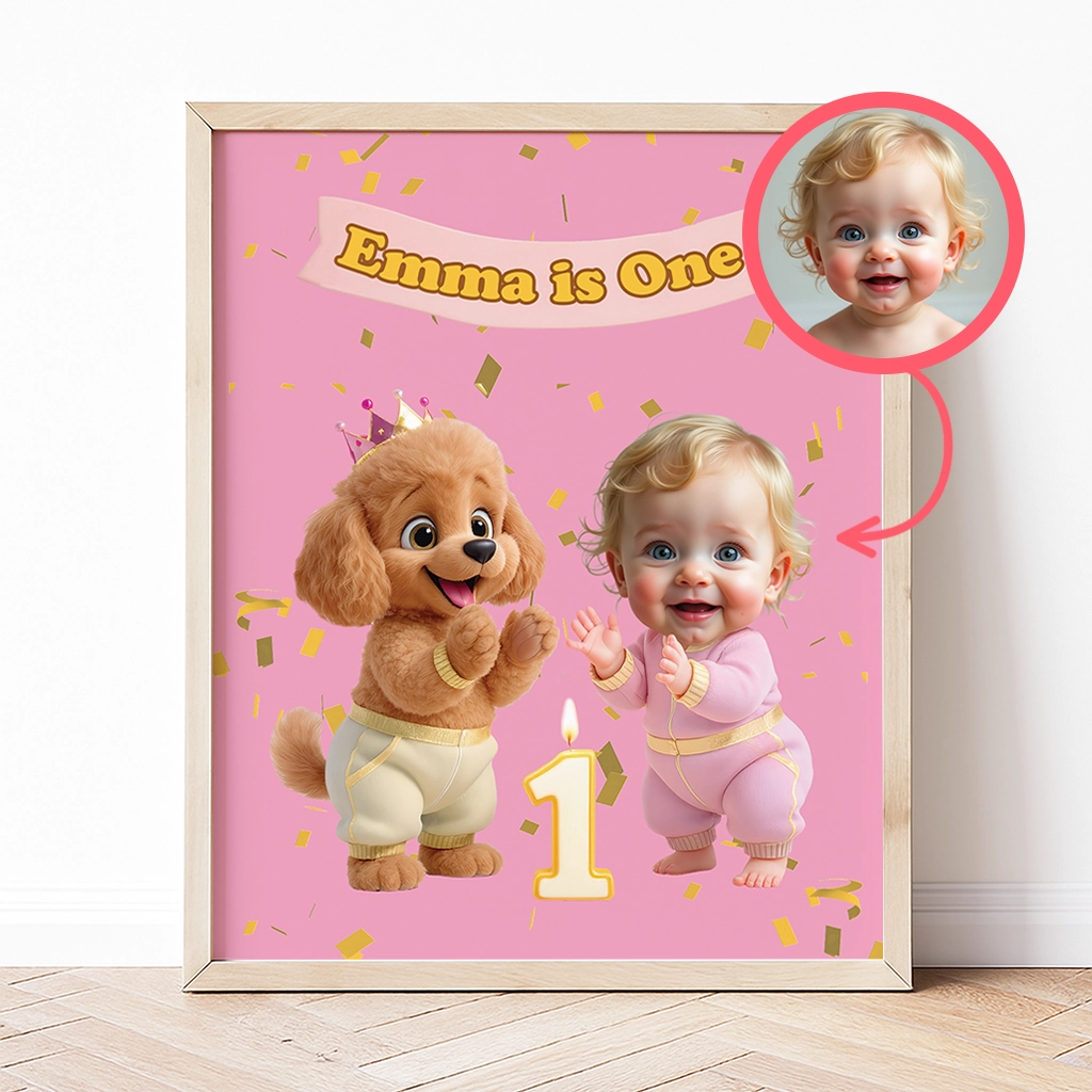 Personalized Poodle Canvas Art – Special Personalized Pet Canvas Painting for Kids – Custom Gift for Birthday