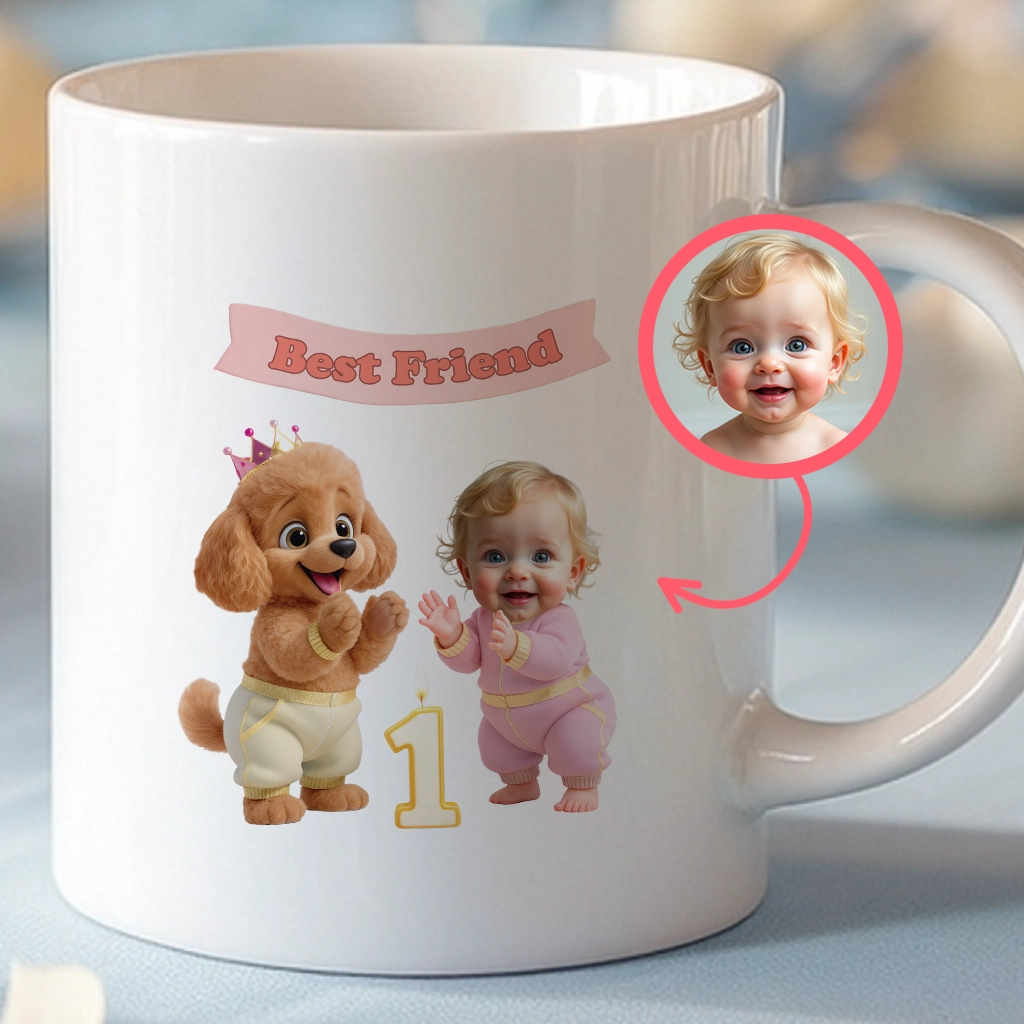 Personalized Poodle Mug Art – Special Personalized Pet  Mug Painting for Kids – Custom Gift for Birthday