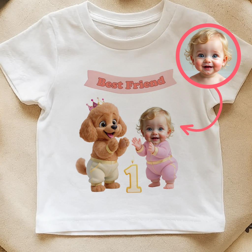 Personalized Poodle T-shirt Art – Special Personalized Pet T-shirt Painting for Kids – Custom Gift for Birthday