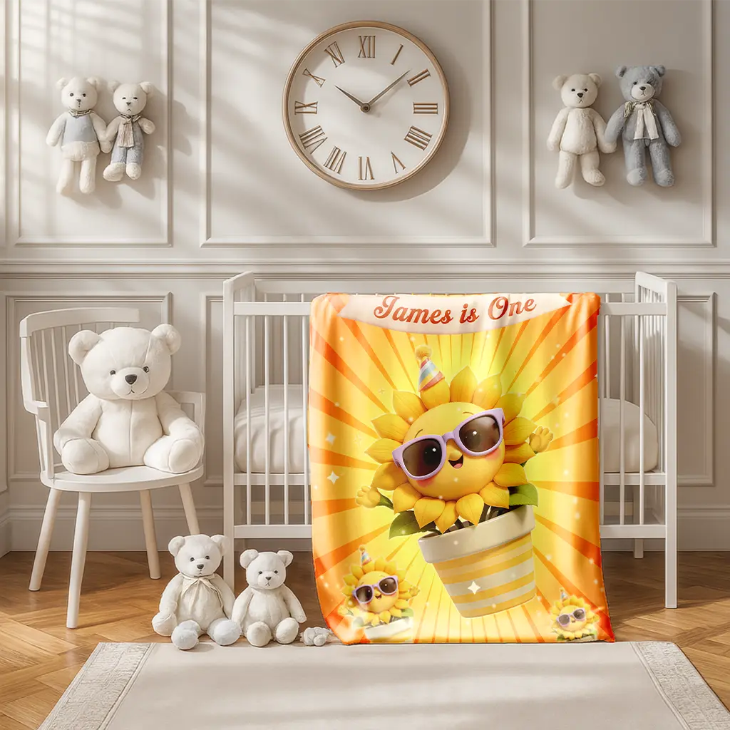 Personalized Sunflower Blanket for Baby | Gift for a Bright Soul | Sunshine-Themed Nursery Comfort