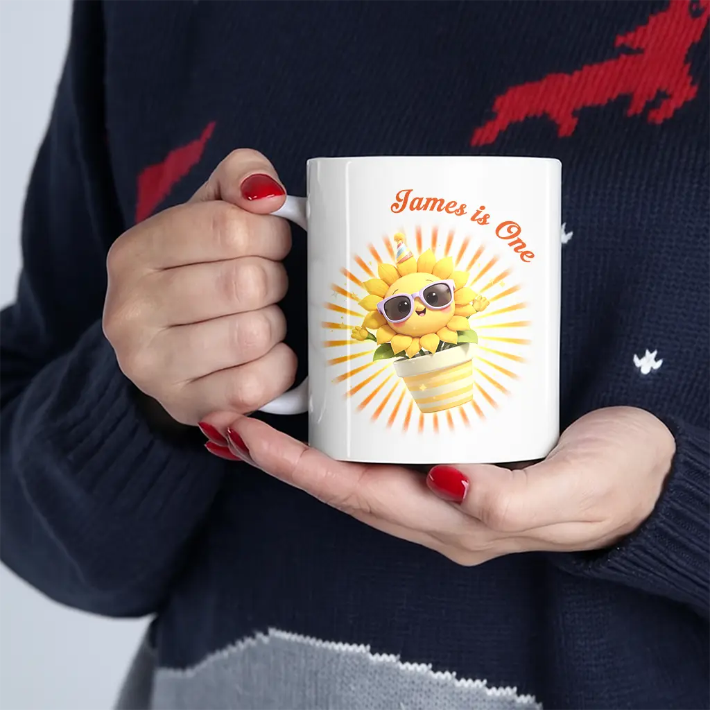 Personalized Sunflower Mug for Kids | A Bright Gift for Little Sunshine | Floral Kids’ Drinkware