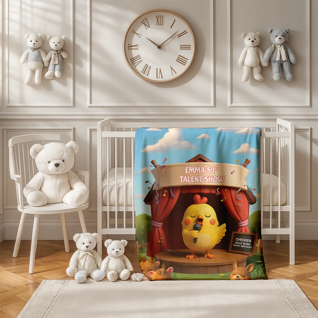 Personalized Talent Show Blanket Gifts – Custom Farm Blanket for Baby – Unique Birthday Gift for Kids