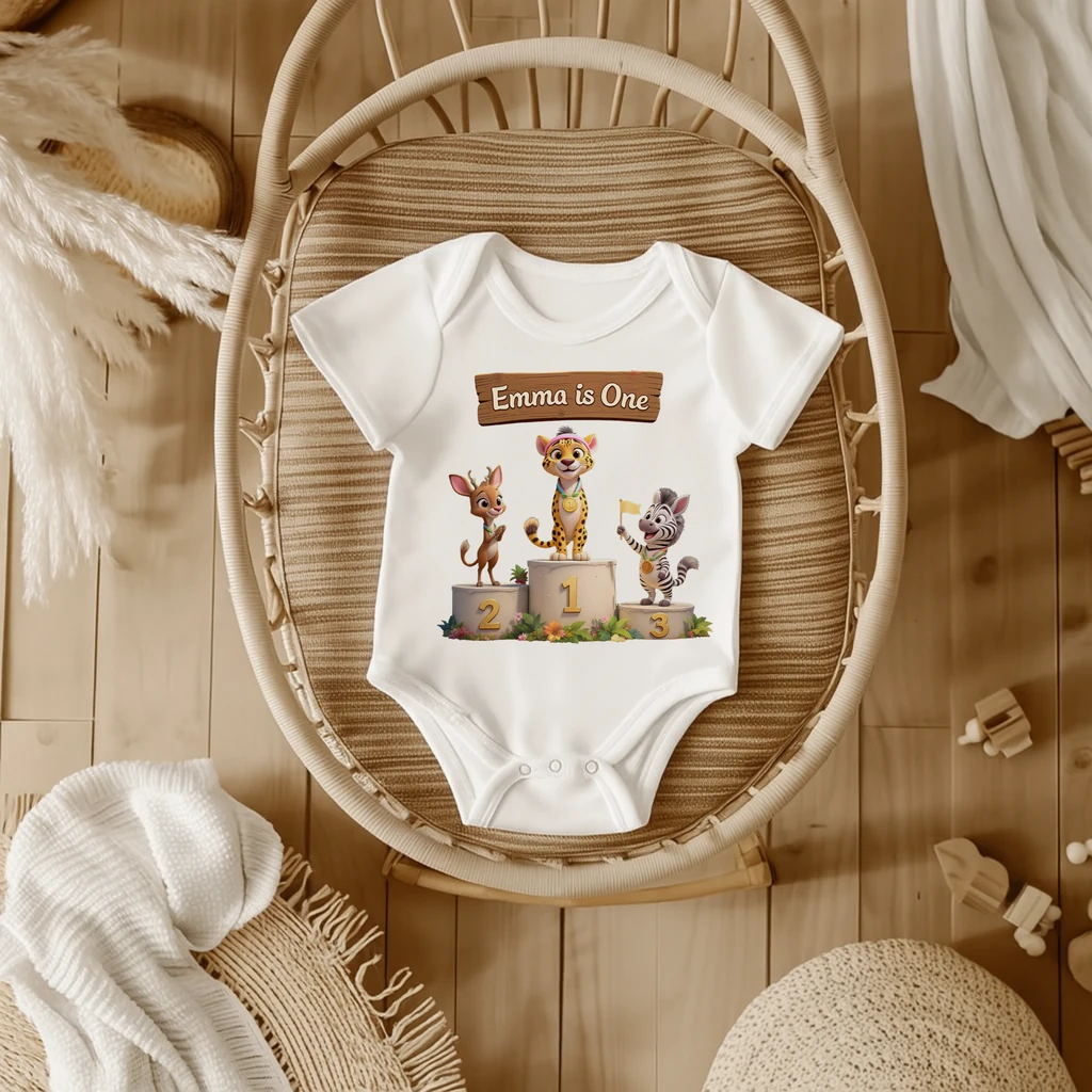 Personalized Victory Podium Athletics Baby Onesie – Special Decor room & Birthday Gifts for Kids